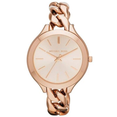 Michael Kors Ladies Slim Runway Rose Gold Watch - MK3223